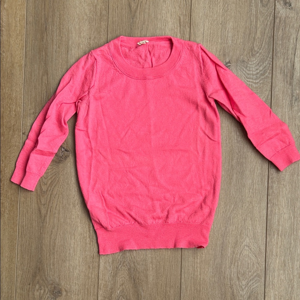 J. Crew Bright Pink Crewneck Sweater